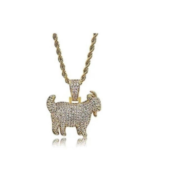 Goat Chain Gold Diamond Goat Necklace Gold Hip Hop - Picture 1 of 1